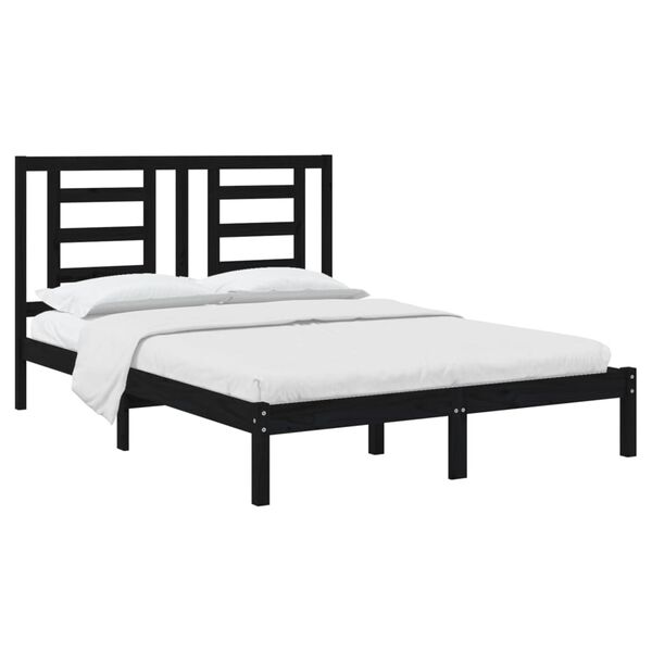 vidaXL Cadre de lit sans matelas noir 140x190 cm bois de pin massif