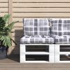 vidaXL Coussins de palette lot de 2 motif &agrave; carreaux gris tissu