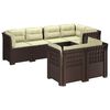 vidaXL Canap&eacute; de Jardin 7 Places avec Coussins Look Rattan PP Marron