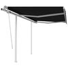 vidaXL Auvent manuel r&eacute;tractable avec poteaux 3,5x2,5 m Anthracite