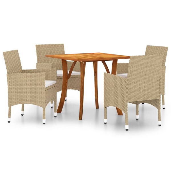 vidaXL Ensemble &agrave; manger de jardin 5 pcs Beige