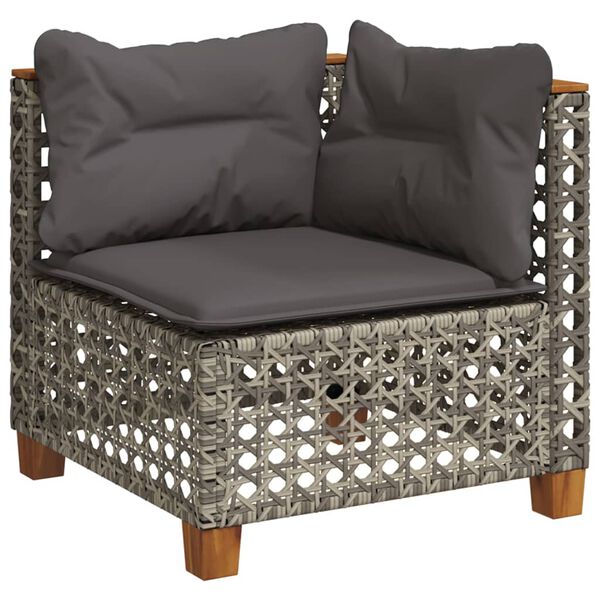 vidaXL Salon de jardin 6 pcs avec coussins gris résine tressée