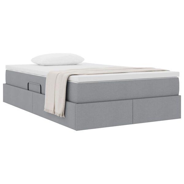 vidaXL Lit avec rangement et matelas Gris clair 120 x 190 cm Polyester