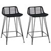 vidaXL Tabouret de bar 2 pc Noir 44 x 45 x 76 cm Rattan et Acier