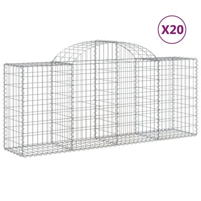 vidaXL Paniers à gabions arqués 20 pcs 200x50x80/100 cm Fer galvanisé