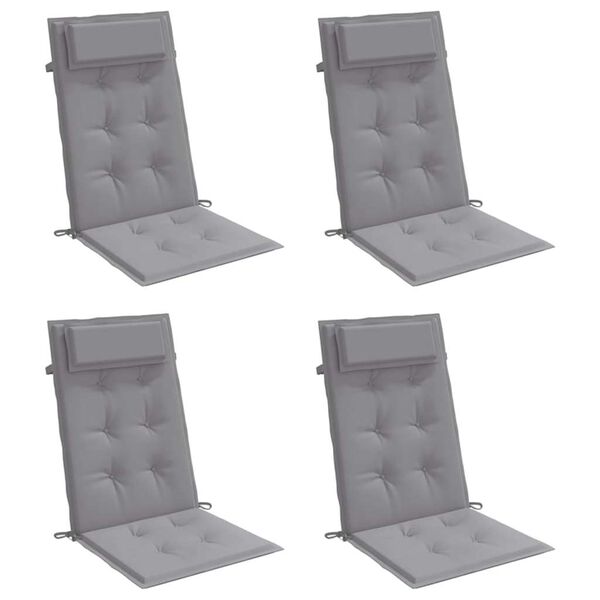 vidaXL Coussins de chaise à dossier haut lot de 4 gris tissu oxford