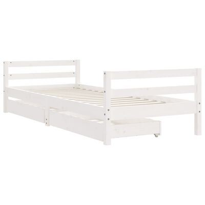 vidaXL Cadre de lit d'enfants tiroirs blanc 90x190 cm bois pin massif