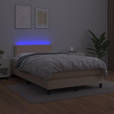 vidaXL Sommier à lattes de lit avec matelas LED cappuccino 120x190 cm