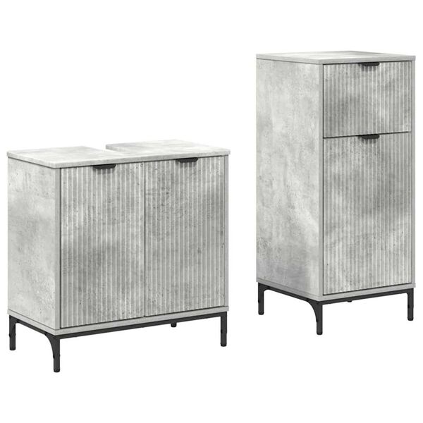 vidaXL Ensemble de mobilier de salle de bain 2 pcs Gris b&eacute;ton