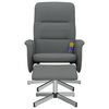 vidaXL Fauteuil de massage inclinable et repose-pieds gris foncé tissu