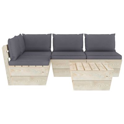 vidaXL Salon de jardin palette 5 pcs avec coussins bois d'épicéa