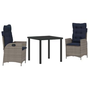 vidaXL Ensemble de salle &agrave; manger pour jardin 7 pcs Gris et Noir Rotin