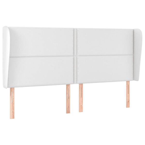 vidaXL T&ecirc;te de lit avec oreilles Blanc 203x23x118/128 cm Similicuir
