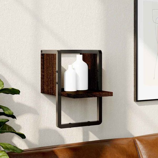 vidaXL &Eacute;tag&egrave;re murale avec barre ch&ecirc;ne marron 20x25x30 cm