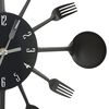 vidaXL Horloge murale et cuillère avec fourchette Noir 40 cm Aluminium