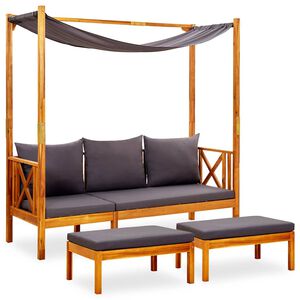 vidaXL Banc de jardin avec auvent et repose-pieds Bois d'acacia solide
