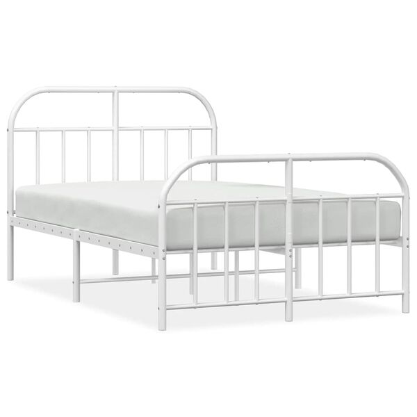 vidaXL Cadre de lit m&eacute;tal sans matelas et pied de lit blanc 120x200 cm