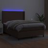 vidaXL Sommier &agrave; lattes de lit matelas LED Marron 140x200cm Similicuir