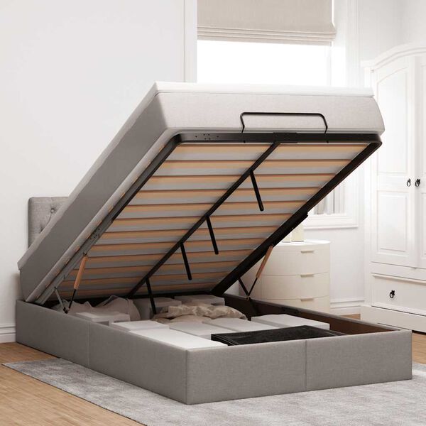 vidaXL Cadre de lit ottoman avec matelas taupe 120x200 cm tissu