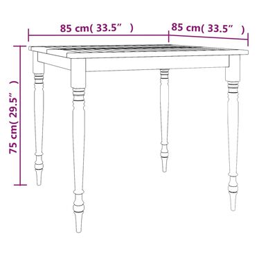 vidaXL Table Batavia 85x85x75 cm Bois de teck solide