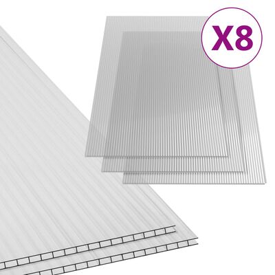 vidaXL Feuilles de polycarbonate 8 pcs 4 mm 121x60 cm