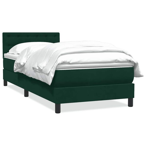 vidaXL Sommier &agrave; lattes de lit et matelas vert fonc&eacute; 90x210 cm velours