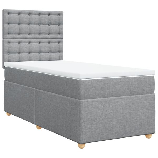 vidaXL Sommier &agrave; lattes de lit avec matelas Gris clair 100x200cm Tissu