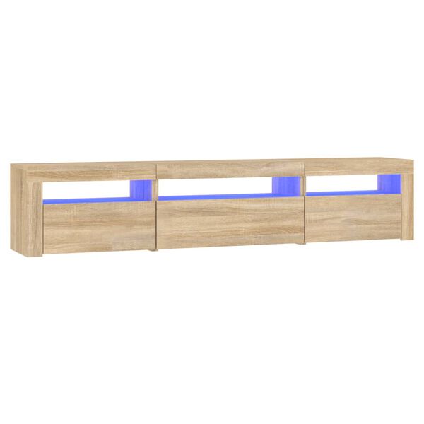 vidaXL Meuble TV avec lumi&egrave;res LED Ch&ecirc;ne sonoma 195x35x40 cm