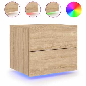 vidaXL Table de chevet murale avec lumi&egrave;res LED ch&ecirc;ne sonoma