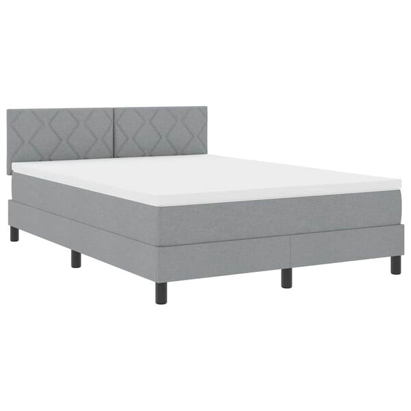 vidaXL Lit &agrave; ressorts avec matelas Gris clair 140 x 200 cm tissu