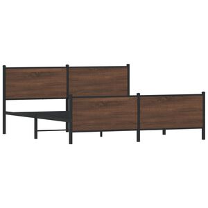 vidaXL Cadre de lit en m&eacute;tal sans matelas ch&ecirc;ne marron 193x203 cm