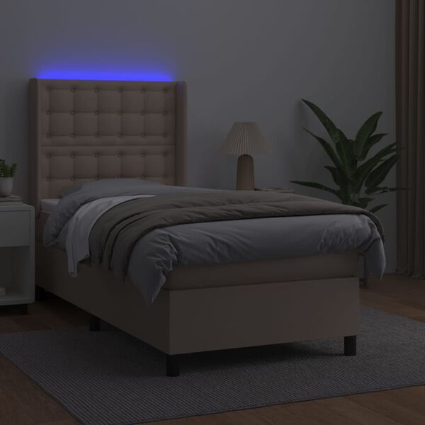 vidaXL Sommier à lattes de lit matelas LED Cappuccino 90x190cm
