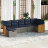 vidaXL Salon de jardin avec coussins 7 pcs gris r&eacute;sine tress&eacute;e