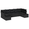 vidaXL Ensemble de canap&eacute; de jardin 7 pc Noir polyrotin