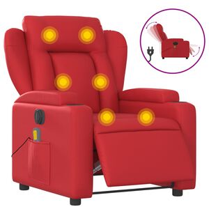 vidaXL Fauteuil de massage inclinable &eacute;lectrique rouge similicuir