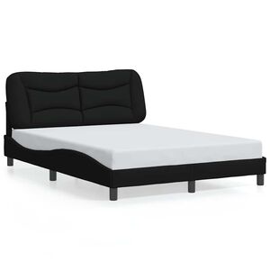 vidaXL Cadre de lit sans matelas Hvar noir 140x200 cm tissu