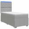 vidaXL Lit boxspring LED avec matelas Gris clair 90 x 200 cm Tissu