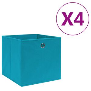 vidaXL Bo&icirc;tes de rangement 4 pcs Tissu intiss&eacute; 28x28x28 cm Bleu azur&eacute;