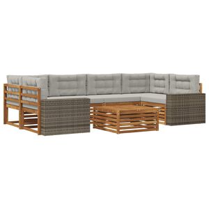 vidaXL Ensemble de canap&eacute;s d'ext&eacute;rieur 7 pc Naturel et gris clair