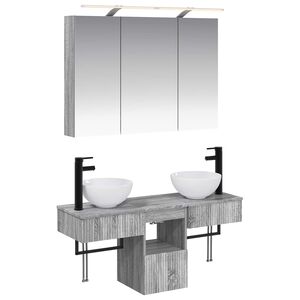 vidaXL Ensemble d'armoire de salle de bain 4 pcs Sonoma gris