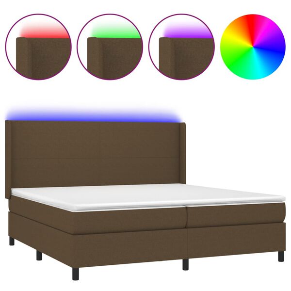 vidaXL Sommier &agrave; lattes de lit matelas LED Marron fonc&eacute; 200x200 cm