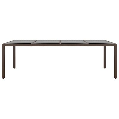 vidaXL Table de jardin avec dessus en verre marron résine tressée