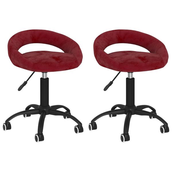vidaXL Chaises &agrave; manger pivotantes lot de 2 rouge bordeaux velours