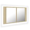 vidaXL Armoire &agrave; miroir &agrave; LED de bain Ch&ecirc;ne sonoma 80x12x45 Acrylique
