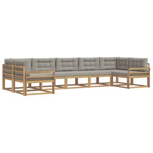 vidaXL Ensemble de canap&eacute;s d'ext&eacute;rieur 7 pc Blanc et gris clair