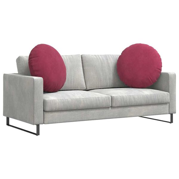 vidaXL Coussins de si&egrave;ge 2 pcs Bordeaux &Oslash; 40 x 13 cm Velours