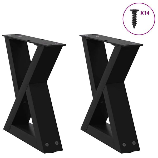 vidaXL Pieds de table basse 2 pi&egrave;ces Noir 30 x (30-31,3) cm Acier