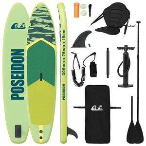 vidaXL Planche de SUP avec si&egrave;ge 2-en-1 POSEIDON 305 x 76 x 15 cm Vert