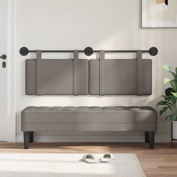 vidaXL T&ecirc;te de lit suspendue Montage mural Taupe 130 x 55 x 5 cm tissu