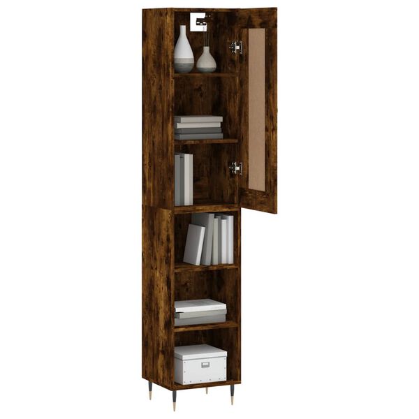 vidaXL Buffet haut Ch&ecirc;ne fum&eacute; 34,5x34x180 cm Bois d'ing&eacute;nierie